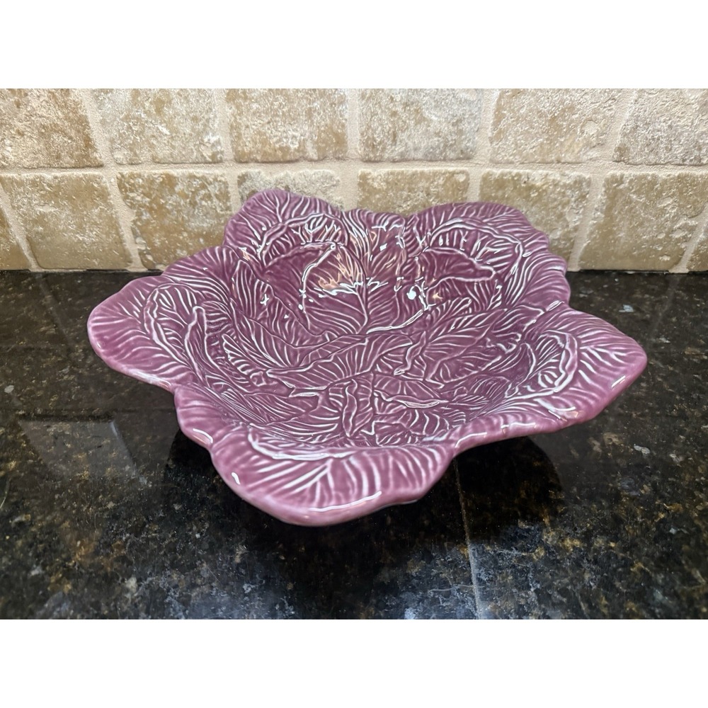 NWT STONEWARE BOWL JOHN DERIAN For TARGET 12¼"-12¾" X 3½"STUNNING PURPLE CABBAGE